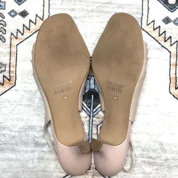 Franco Sarto Blush Pink Leather Open Toe Slingback Kitten Heels Sz.9 - Picture 8 of 10